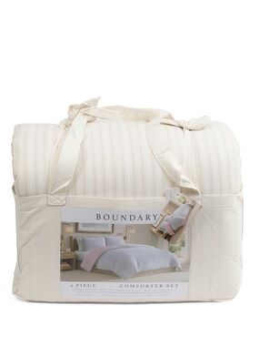 BOUNDARY Cream Stripe 3-Piece Cotton Comforter Set